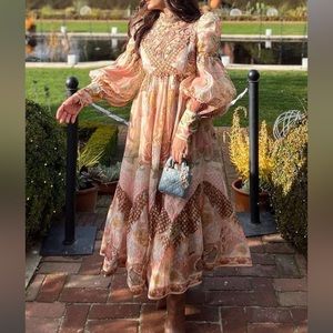 Zimmermann Kaleidoscope Swirl Yolk Midi Dress